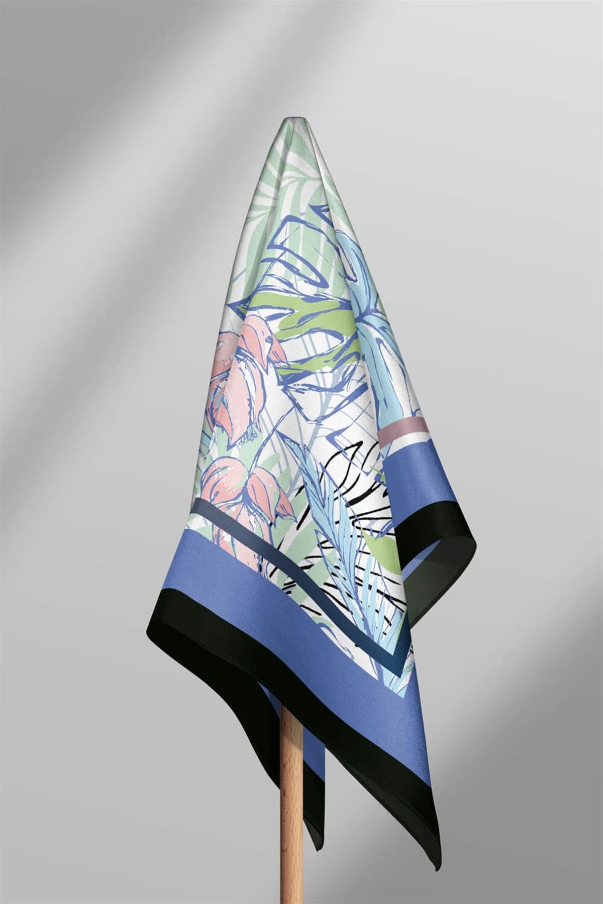 Violla A100 Kadın Yeşil Yaprak Desenli 50x50 Bandana HYL DG01349-22