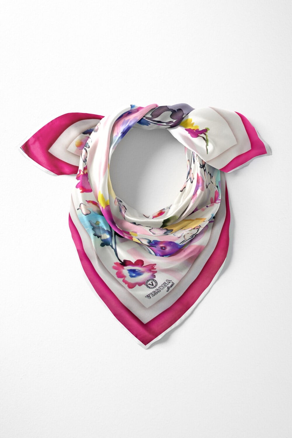 %100 İpek Kadın Desenli Bandana 80x80