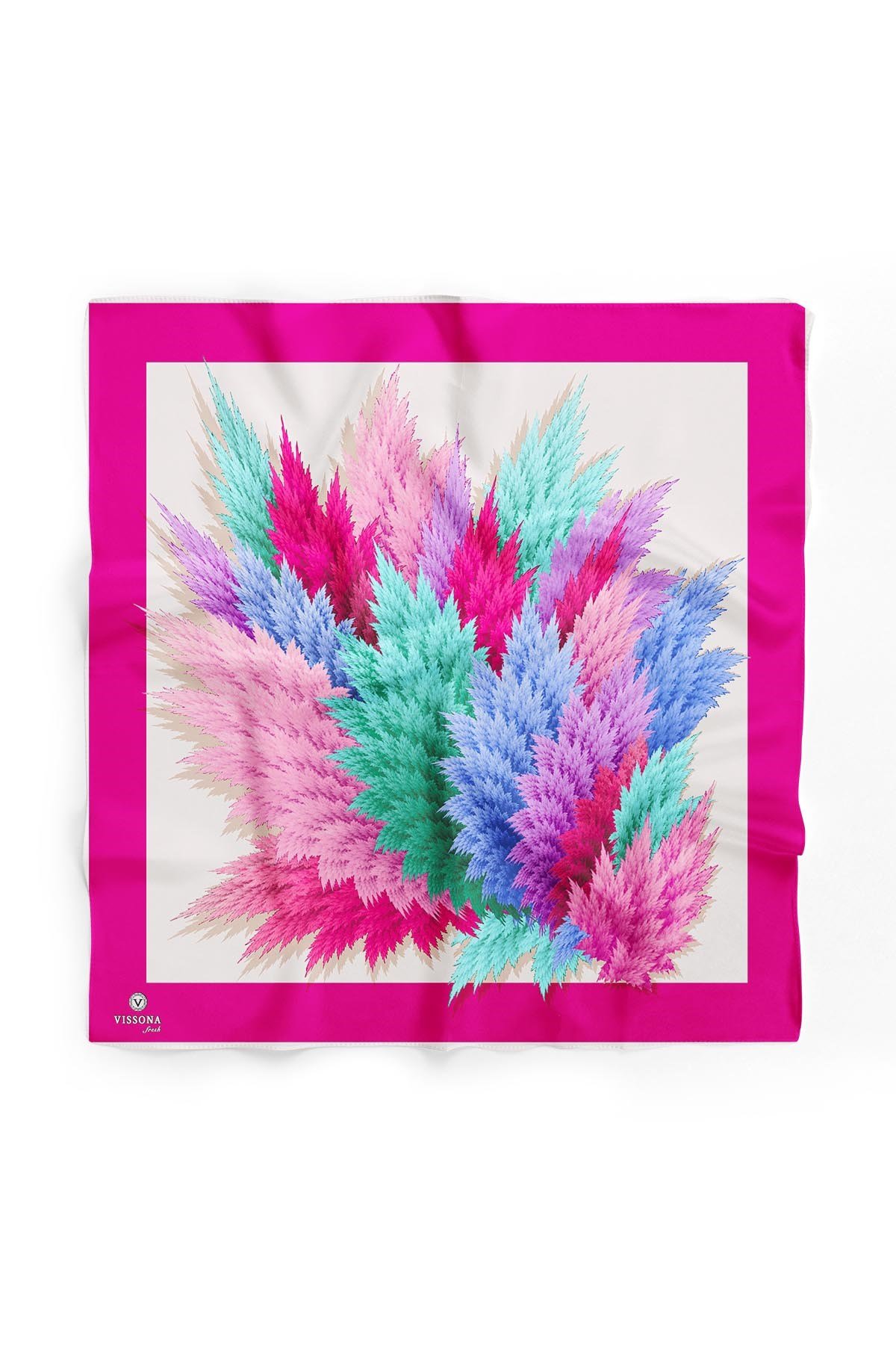 %100 İpek Kadın Desenli Bandana 80x80