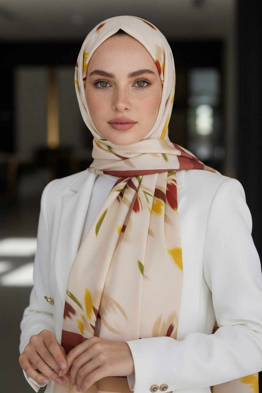 KREP LALE DESENLİ BORDO RENKLİ 75X195 KIRIŞMAZ ŞAL