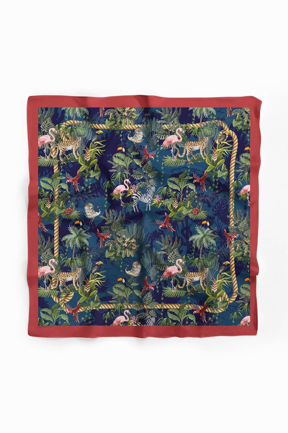 Violla Kadın Lacivert Yeşil Flamingo Desenli 50x50 Bandana HYL DG01131-22