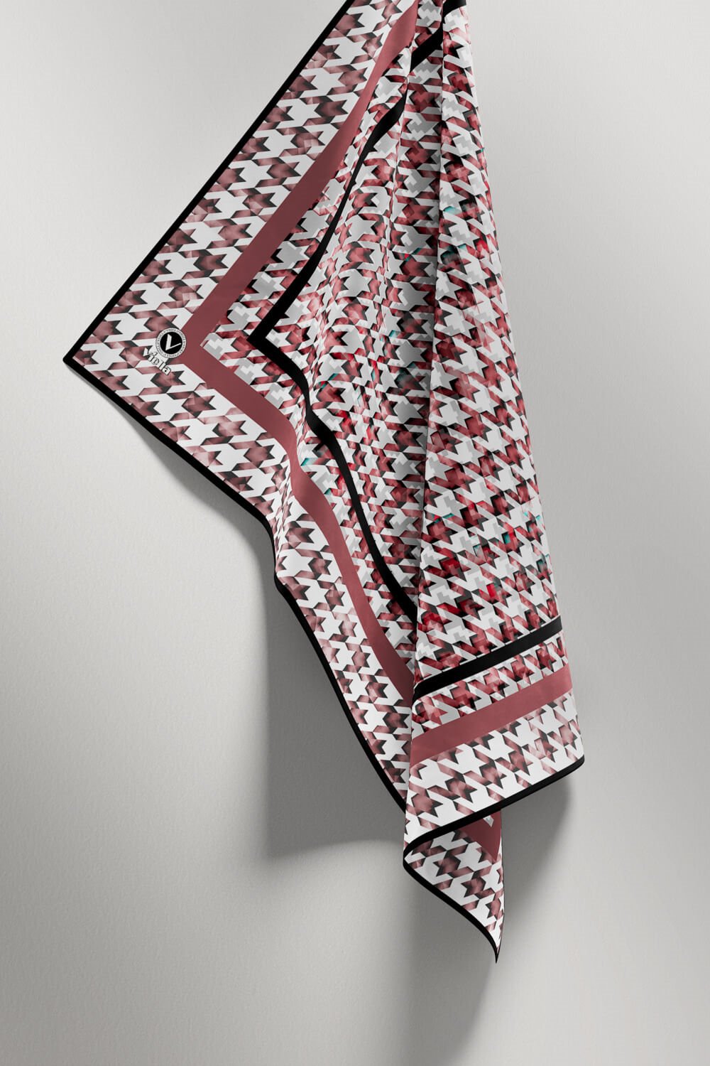 Twill Kazayağı Desenli Gül Kurusu Renkli 90x90 Eşarp (İpek İçermez) Kenar Dikiş Şekli El Dikişli
