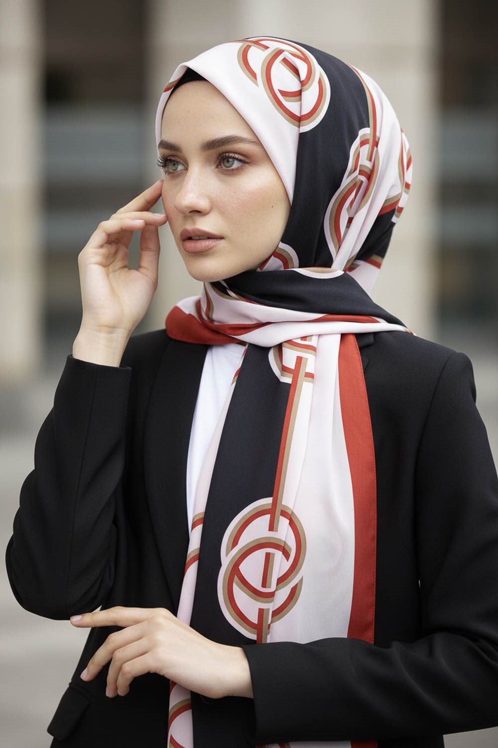 KREP ÇİZGİLİ DESENLİ BORDO RENKLİ 75X195 KIRIŞMAZ ŞAL