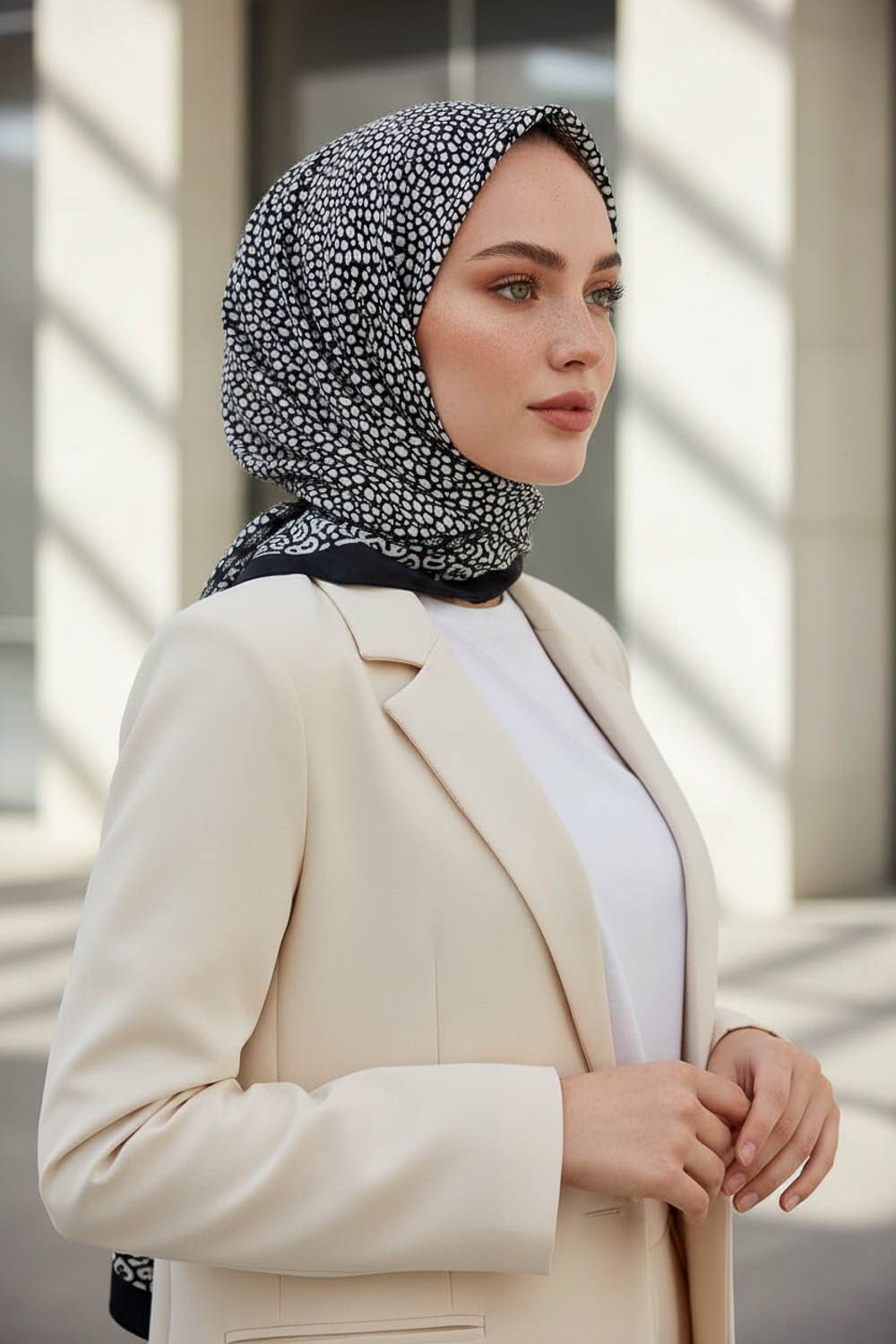 KREP LEOPAR DESENLİ FÜME RENKLİ 75X195 KIRIŞMAZ ŞAL