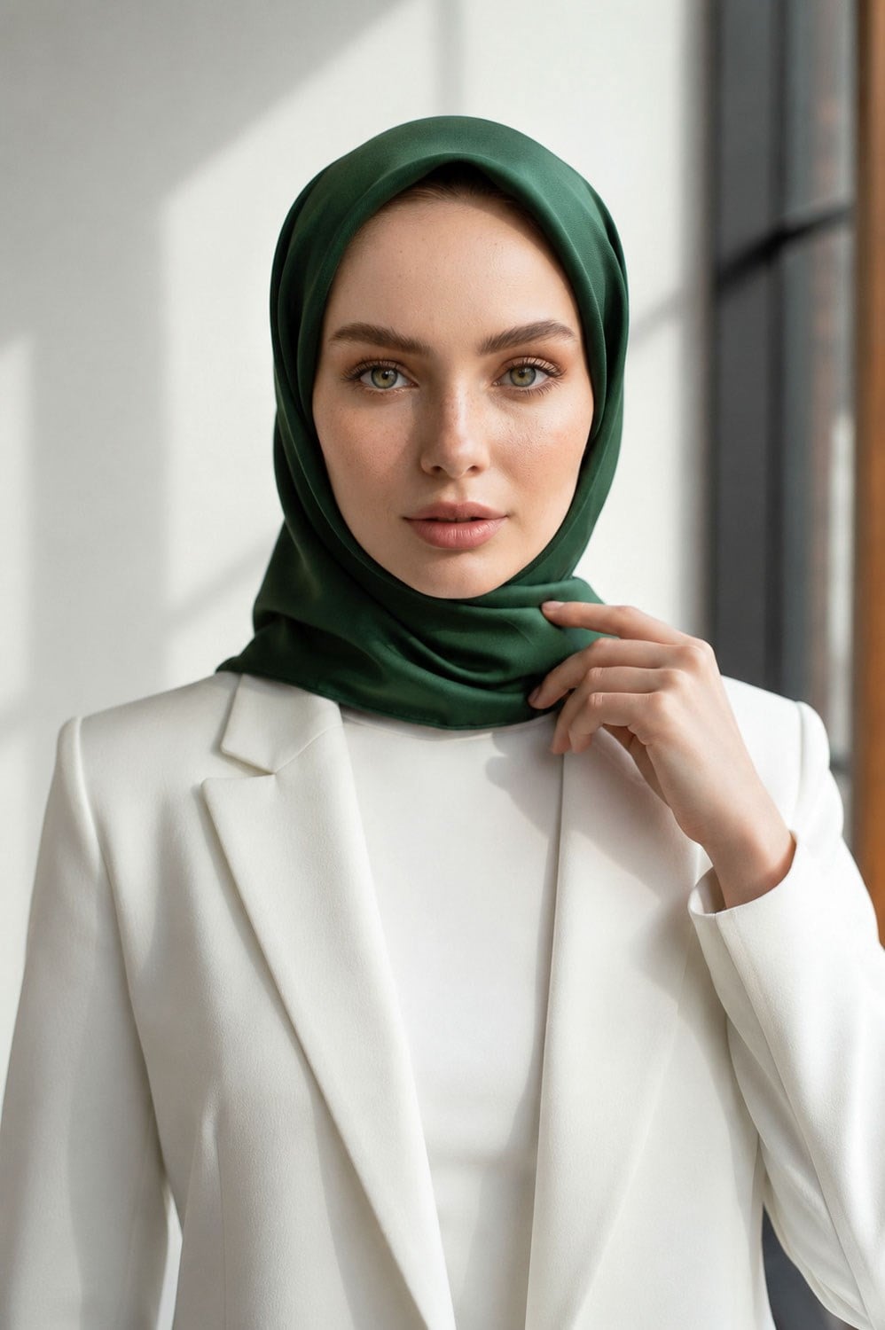 %100 Twill İpek Düz Zümrüt Yeşili Renkli Daha Tok Exclusive Serisi 90x90 Eşarp Dikim Şekli : El Dikişi