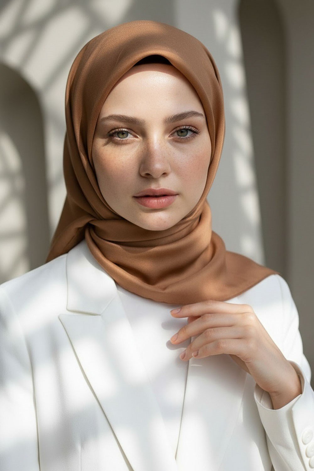 %100 Twill İpek Düz Bakır Renkli Daha Tok Exclusive Serisi 90x90 Eşarp Dikim Şekli : El Dikişi