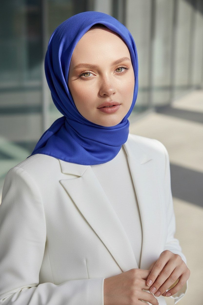 %100 Twill İpek Düz Saks Renkli Daha Tok Exclusive Serisi 90x90 Eşarp Dikim Şekli : El Dikişi