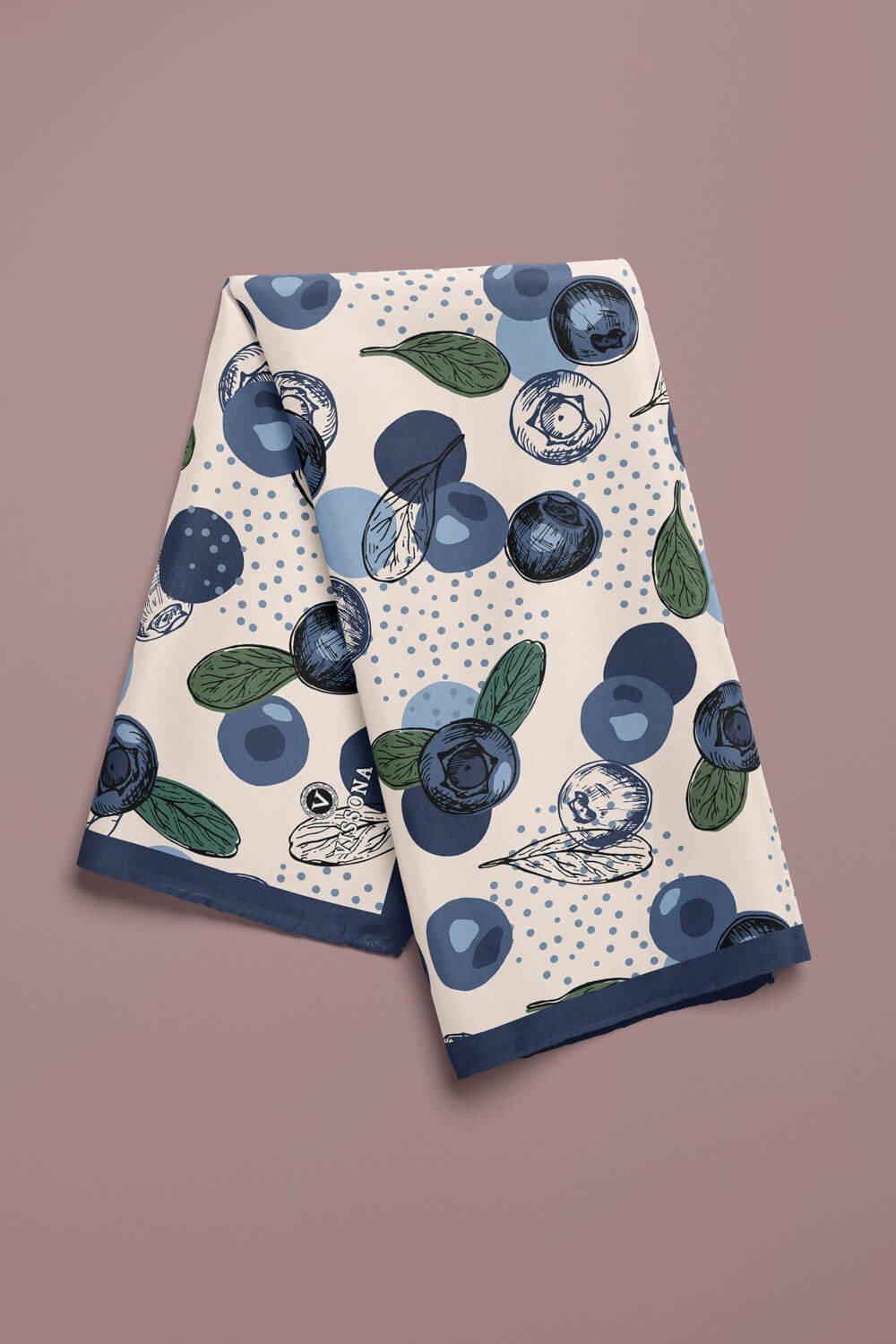 %100 İpek Blueberry Desenli Kadın Bandana
