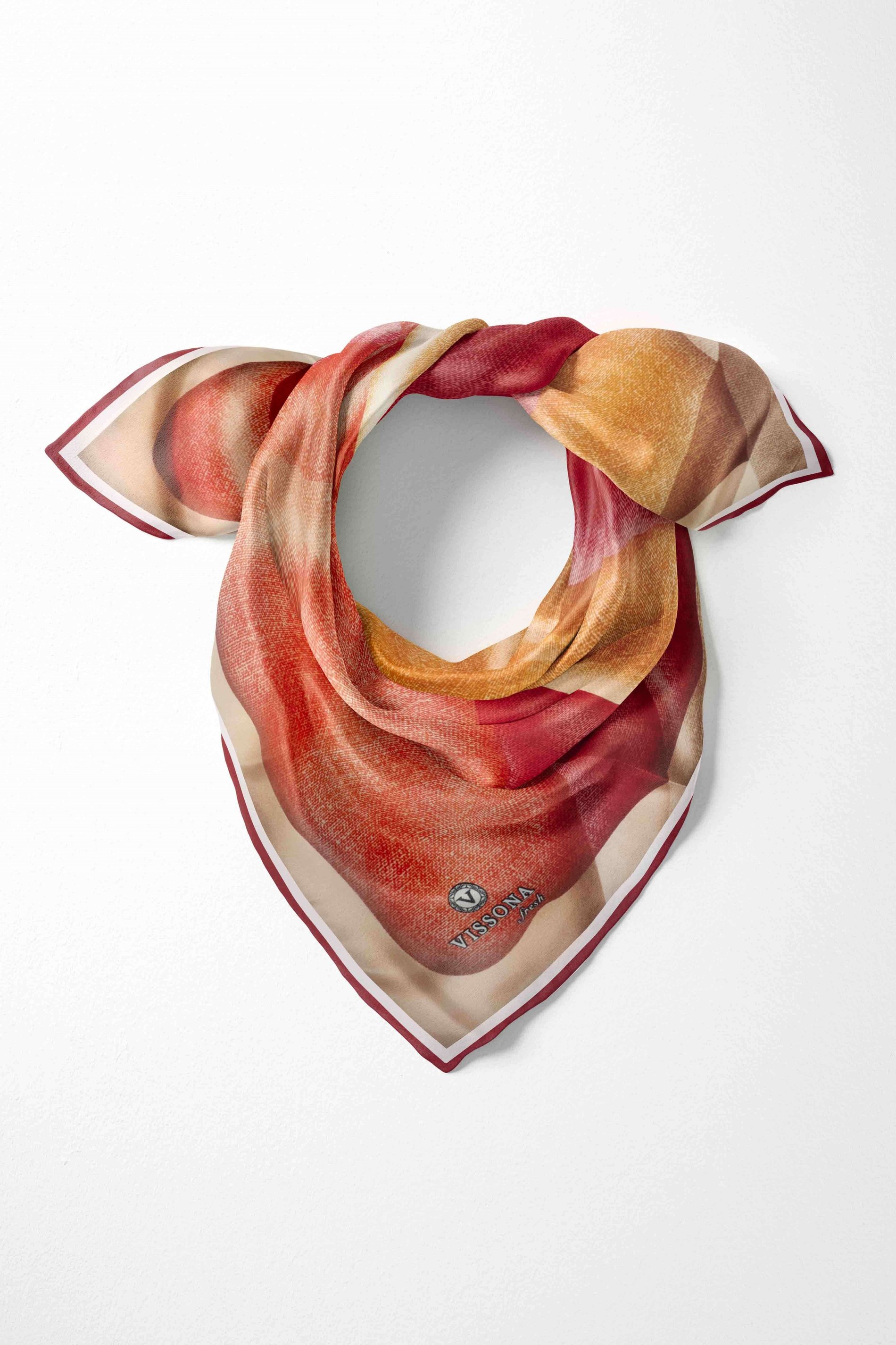 %100 İpek Kadın Desenli Bandana 80x80