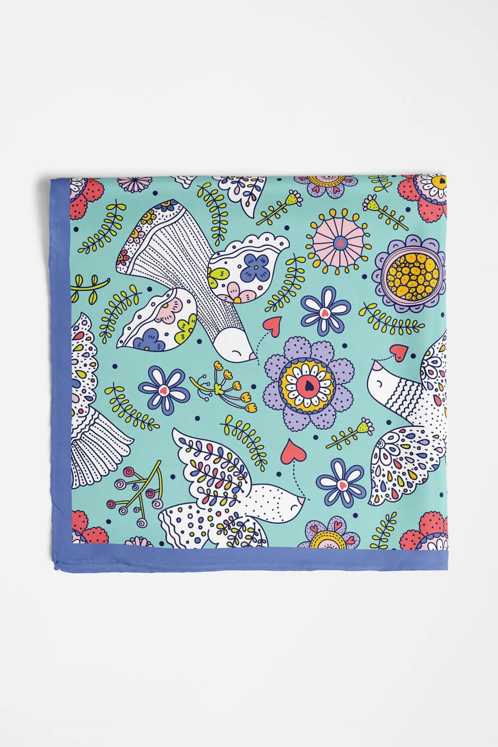%100 İpek Kuş Desenli Kadın Bandana