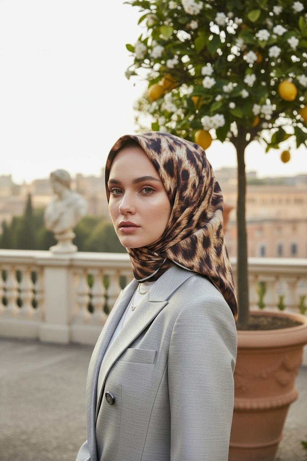 %100 Twill İpek Leopar Desenli Hardal - Siyah  Renkli 90x90 Eşarp Dikim Şekli : El Dikişi
