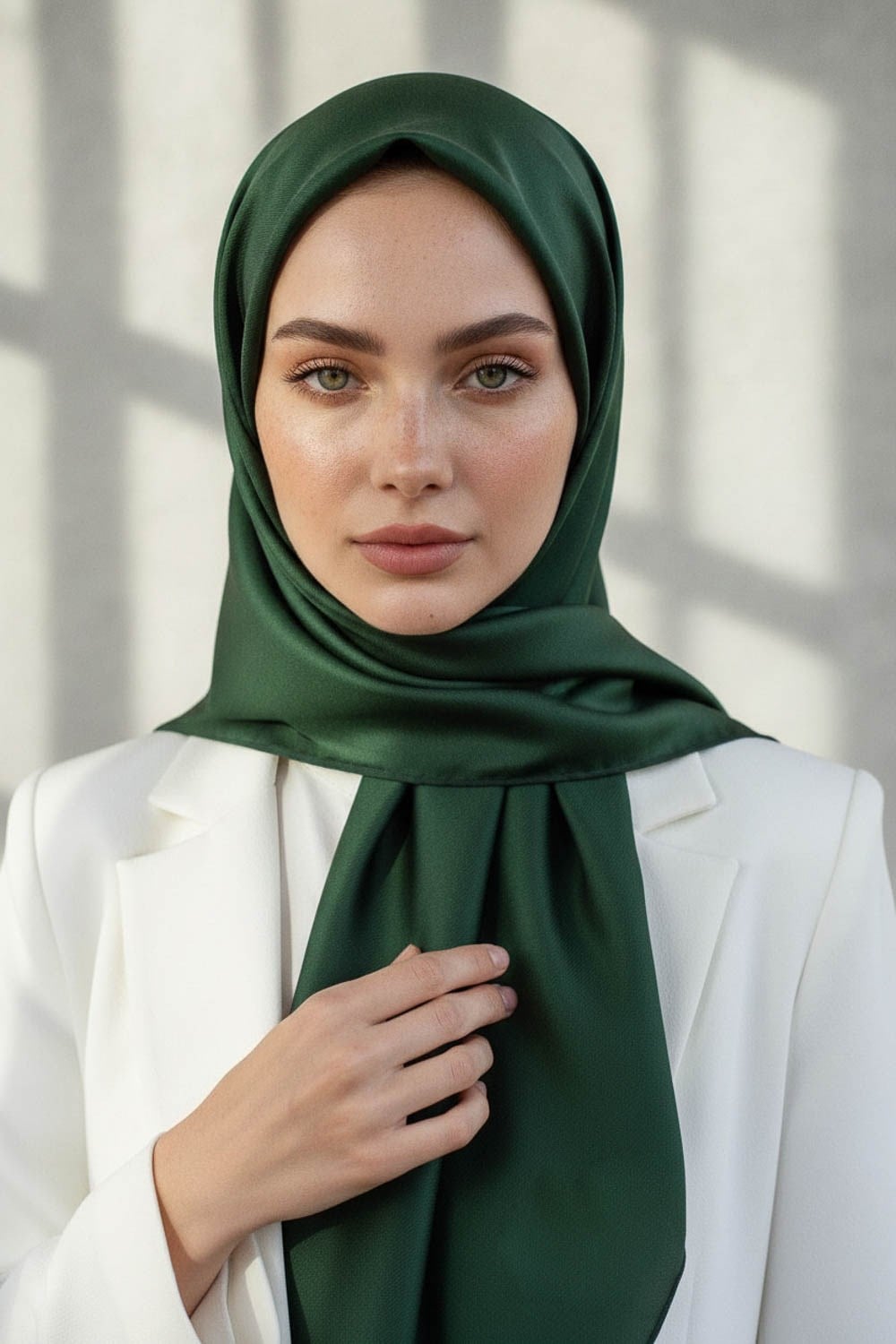 %100 Twill İpek Düz Zümrüt Yeşili Renkli Daha Tok Exclusive Serisi 90x90 Eşarp Dikim Şekli : El Dikişi