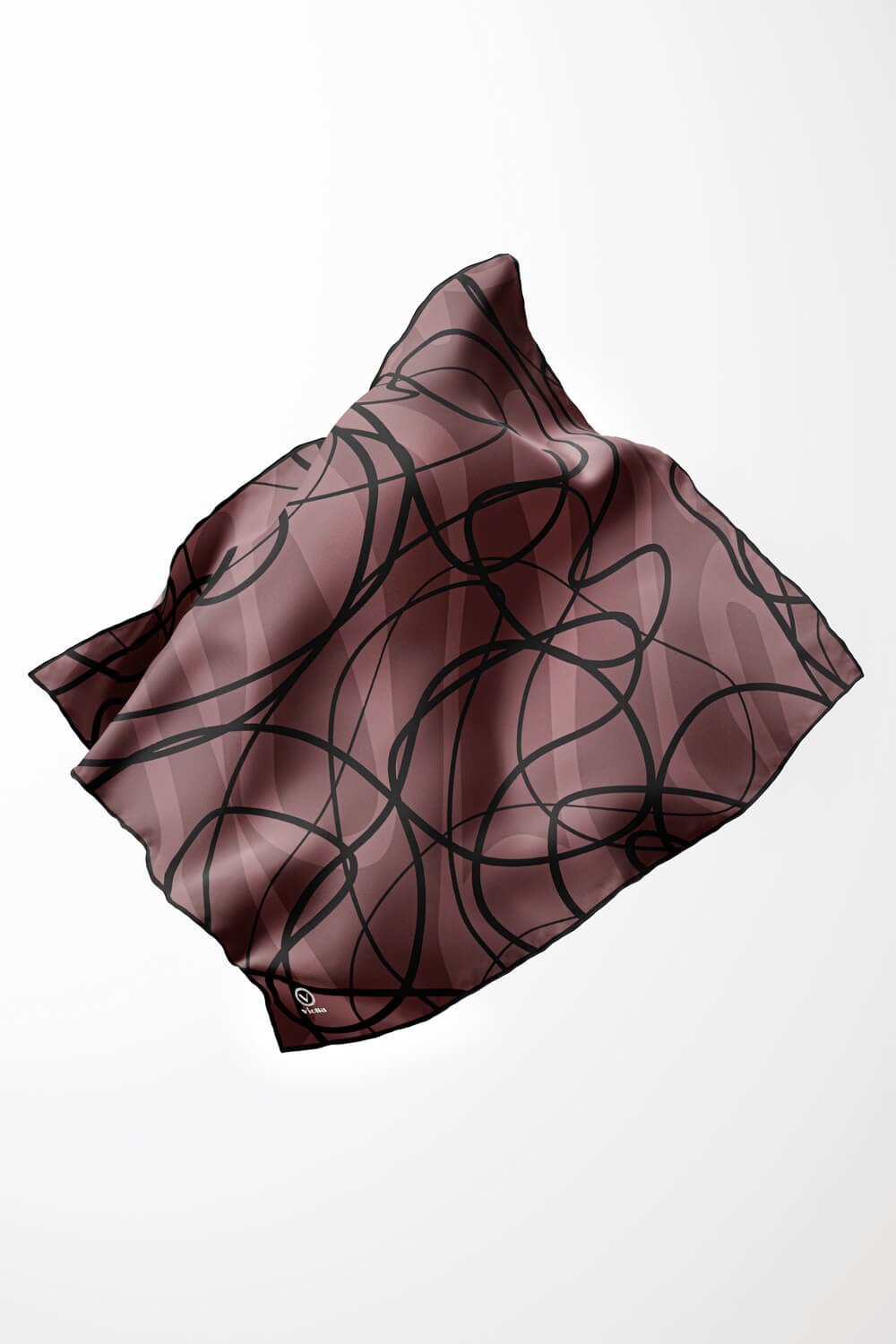 Twill Karışık Çizgi Desenli Pudra Renkli 90x90 Eşarp (İpek İçermez) Kenar Dikiş Şekli El Dikişli