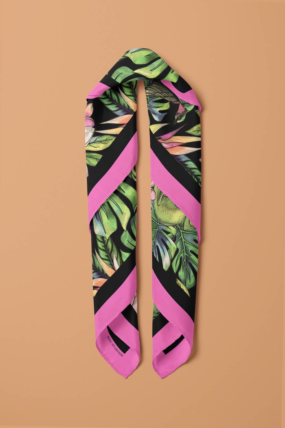 Violla H32 Kadın Yeşil Yaprak Desenli 50x50 Bandana DG01408-22