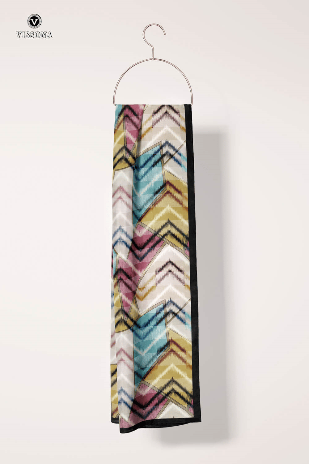 %100 İPEK GEOMETRİK DESENLİ KADIN FULAR 30X170