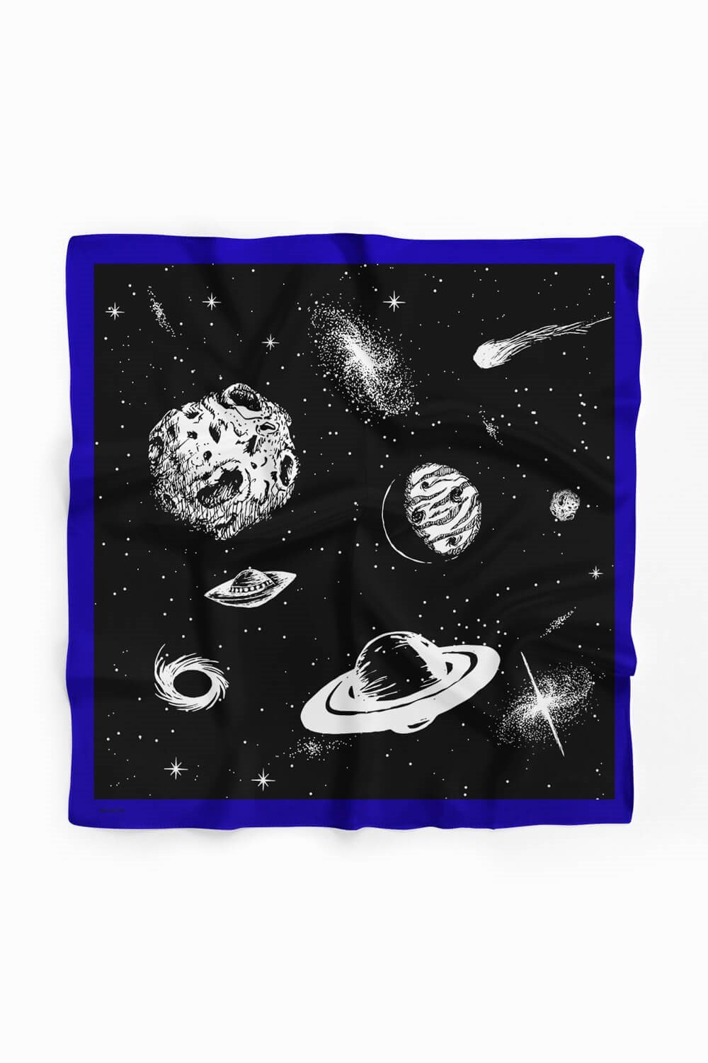 Violla Z96 Kadın Gezegen Desenli Bandana 50x50 Siyah Beyaz DG0320-22