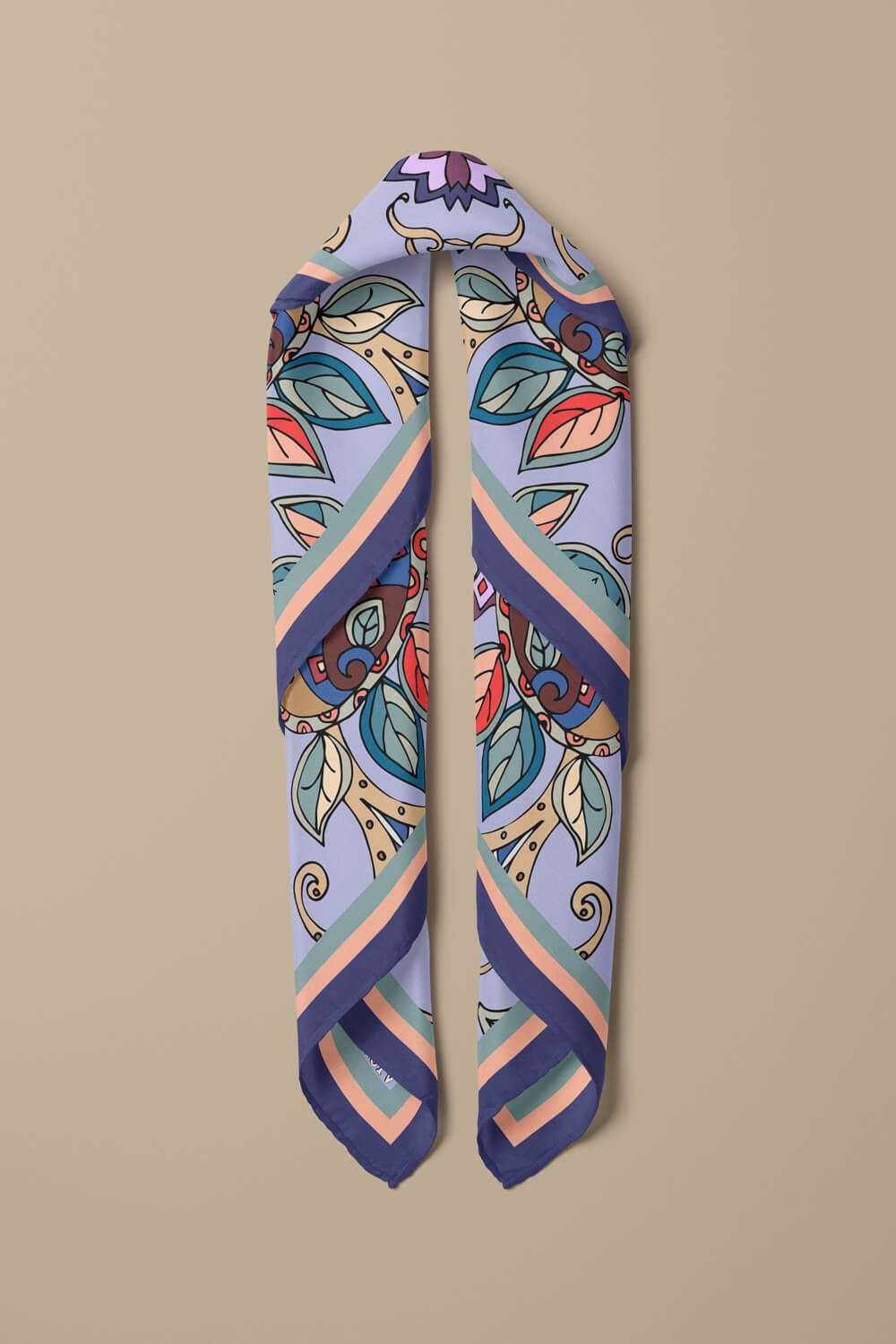 %100 İpek Etnik Desenli Kadın Bandana
