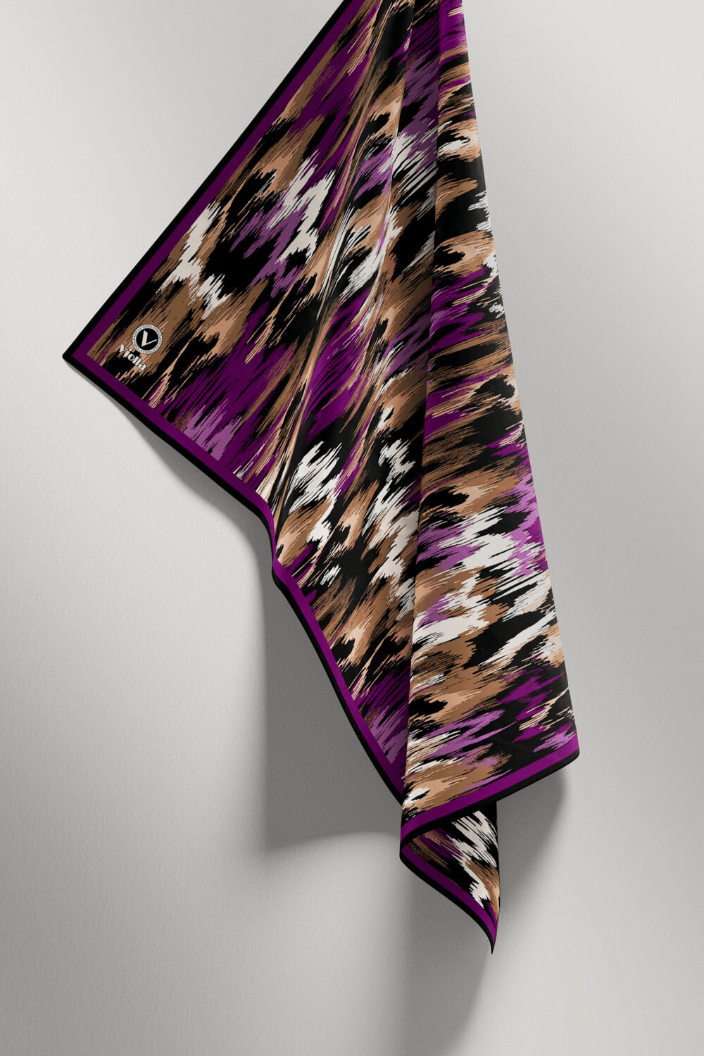 Twill Fırça Desenli Mürdüm Renkli 90x90 Eşarp (İpek İçermez) Kenar Dikiş Şekli El Dikişli