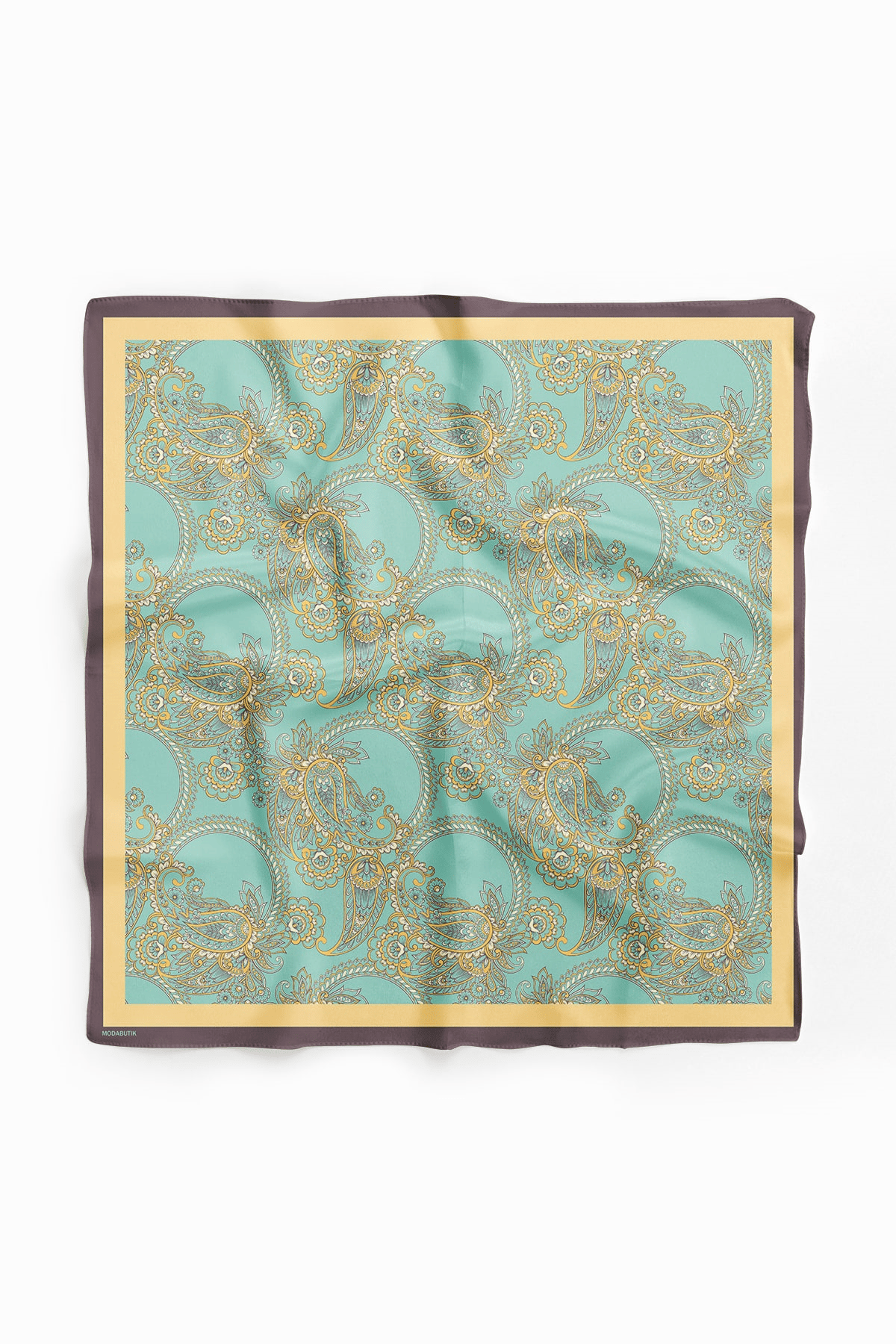 Kadın Açık Mavi Krem Bangle Desenli 50x50 Bandana HYL DG0917-22