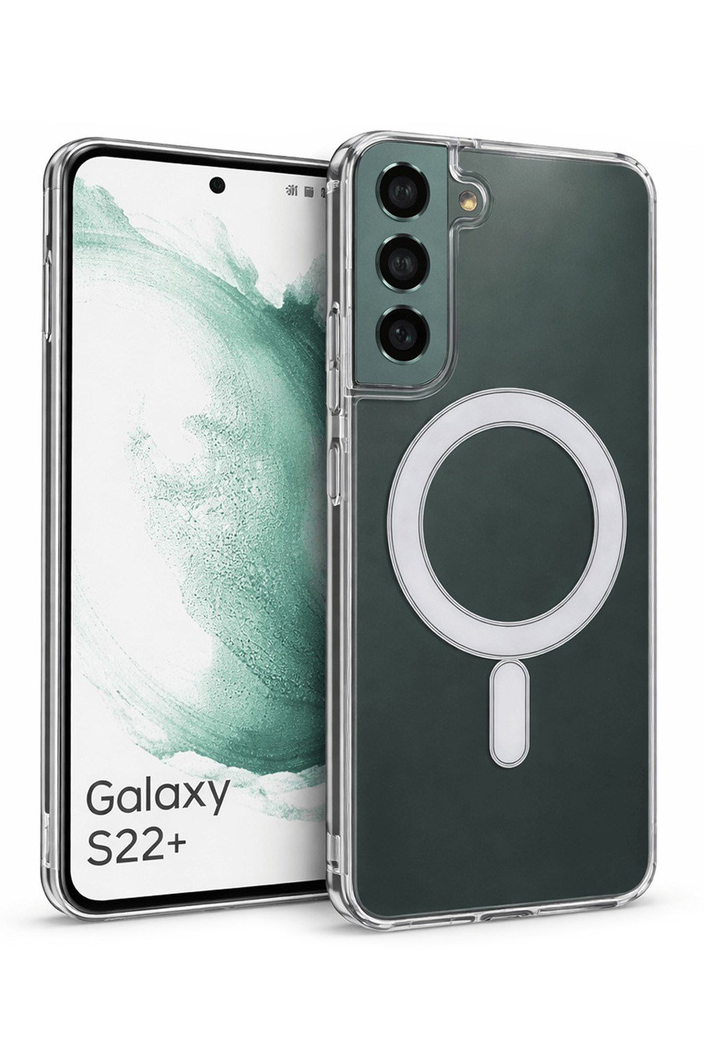Samsung Galaxy S22 Plus Uyumlu Kamera Korumalı Magsafe Wireless Şarj Özellikli Lüks Şeffaf Silikon Telefon Kılıfı