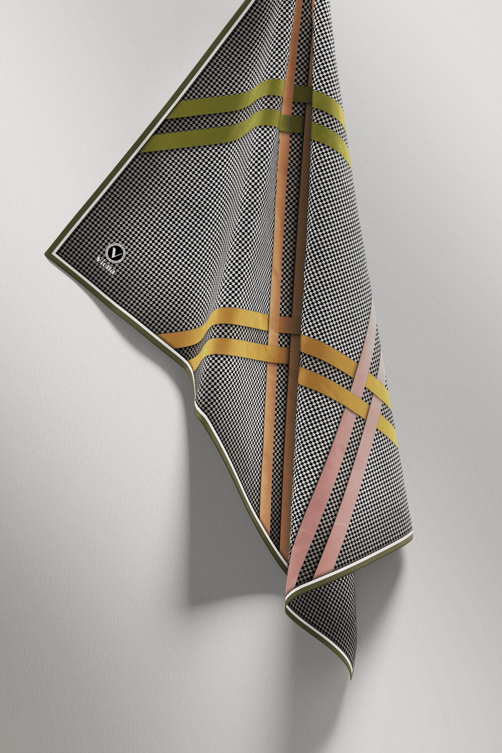 Twill Çizgili Pötikareli Çizgili Desenli Haki Yeşili - Fıstık Yeşili Renkli 90x90 Eşarp (İpek İçermez)