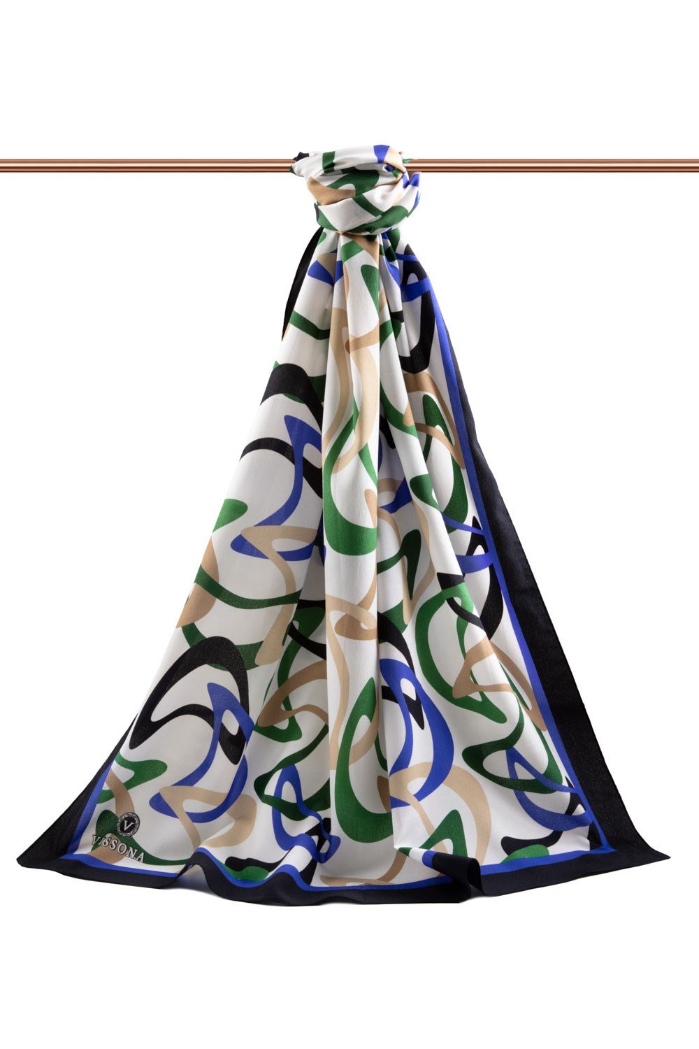 KREP BOOMERANG DESENLİ SAKS RENKLİ 75X195 KIRIŞMAZ ŞAL