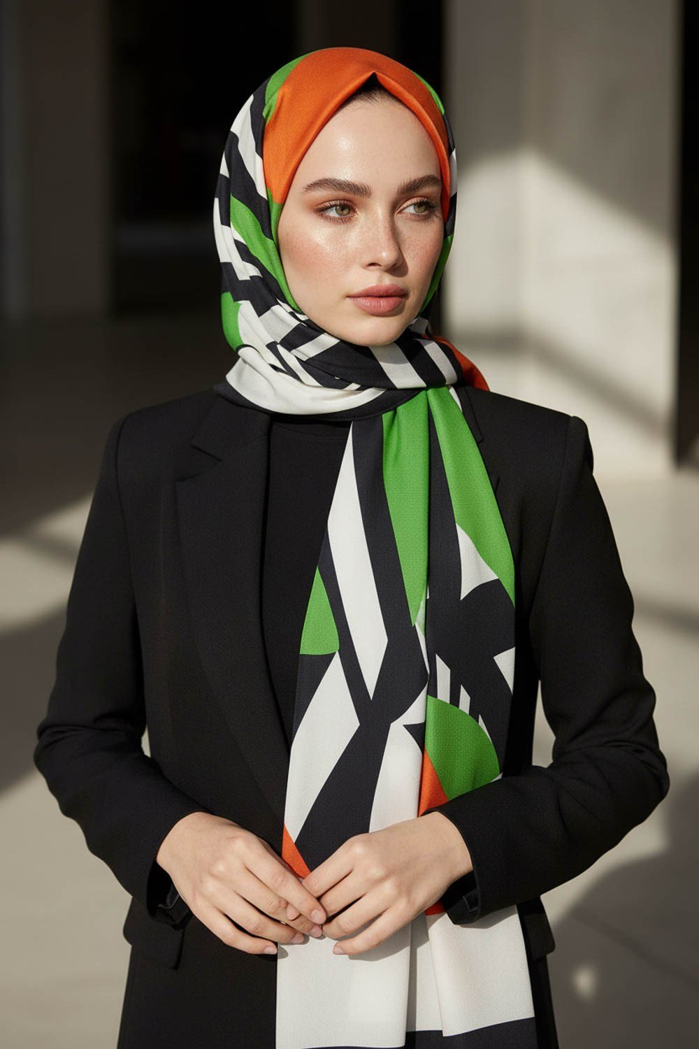 KREP DESENLİ ZÜMRÜT YEŞİLİ RENKLİ 75X195 KIRIŞMAZ ŞAL