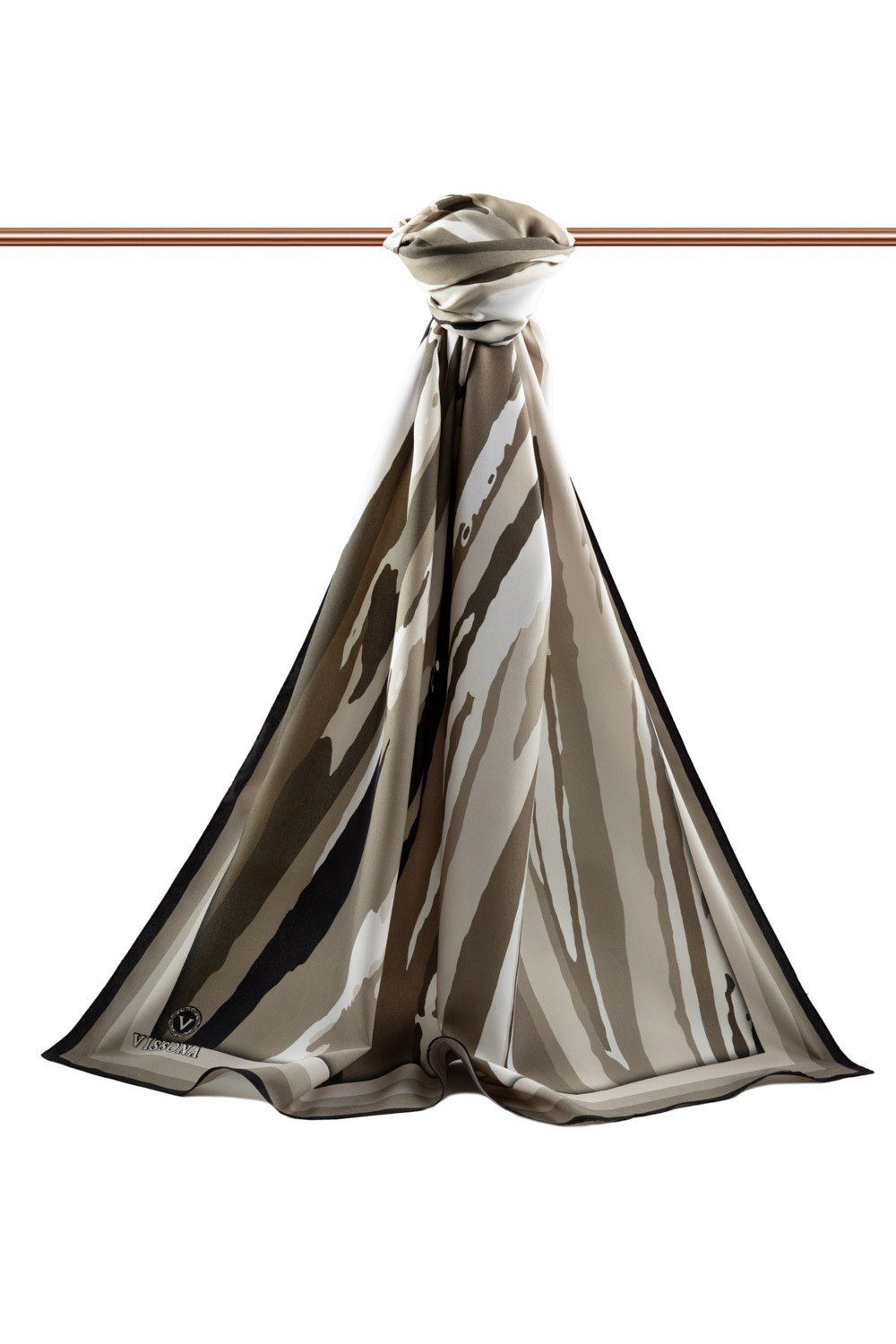 KREP GEOMETRİK DESENLİ TAŞ RENKLİ 75X195 KIRIŞMAZ ŞAL