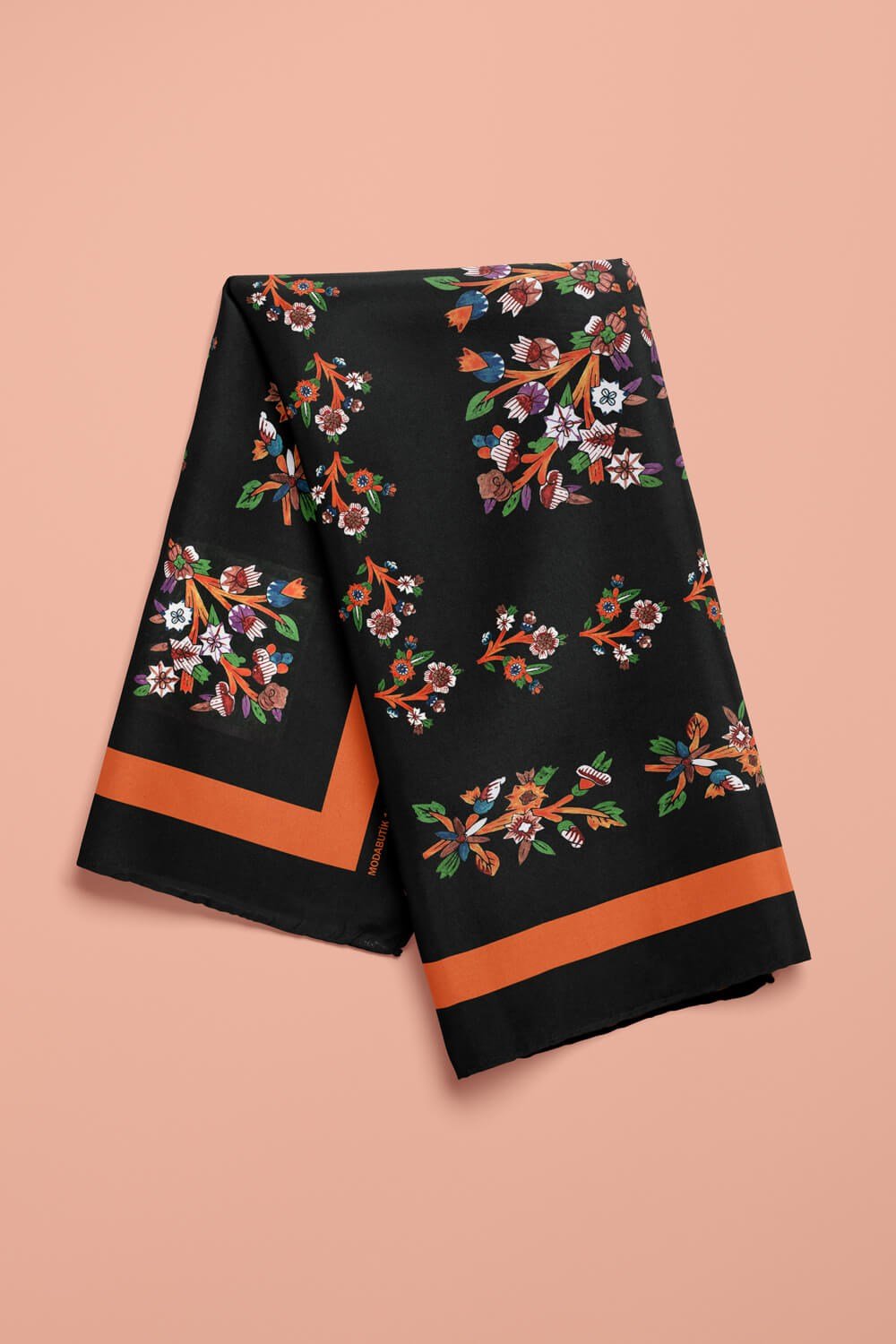 Violla B21 Kadın Siyah Çiçek Desenli 50x50 Bandana DG01579-22