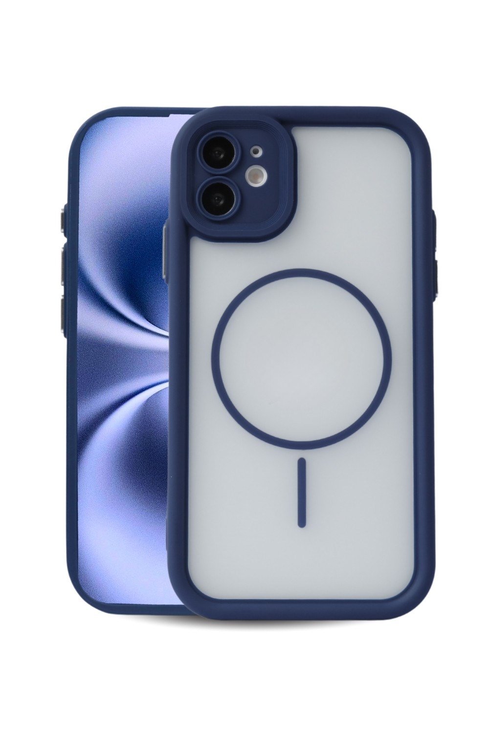 iPhone 12 Kılıf – Kamera Korumalı – MagSafe Uyumlu – Lacivert Renk – Mat Silikon Telefon Kılıfı