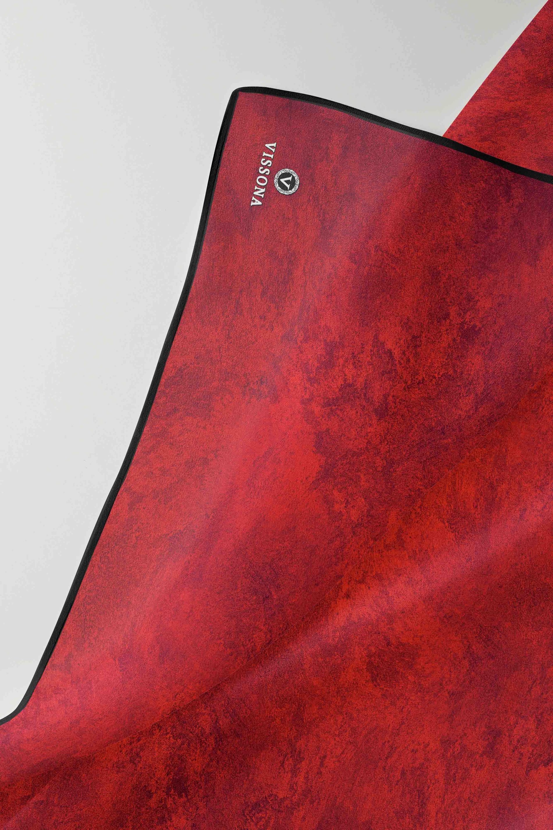 %100 Twill İpek Doku Desenli Kırmızı Renkli 90x90 Eşarp Dikim Şekli : El Dikişi