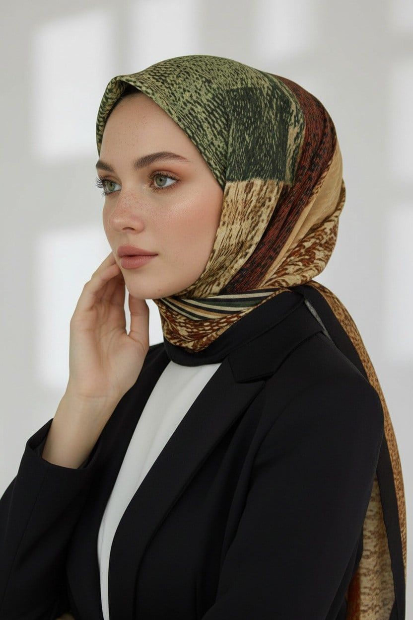 KREP KAZAYAĞI DESENLİ SİYAH RENKLİ 75X195 KIRIŞMAZ ŞAL