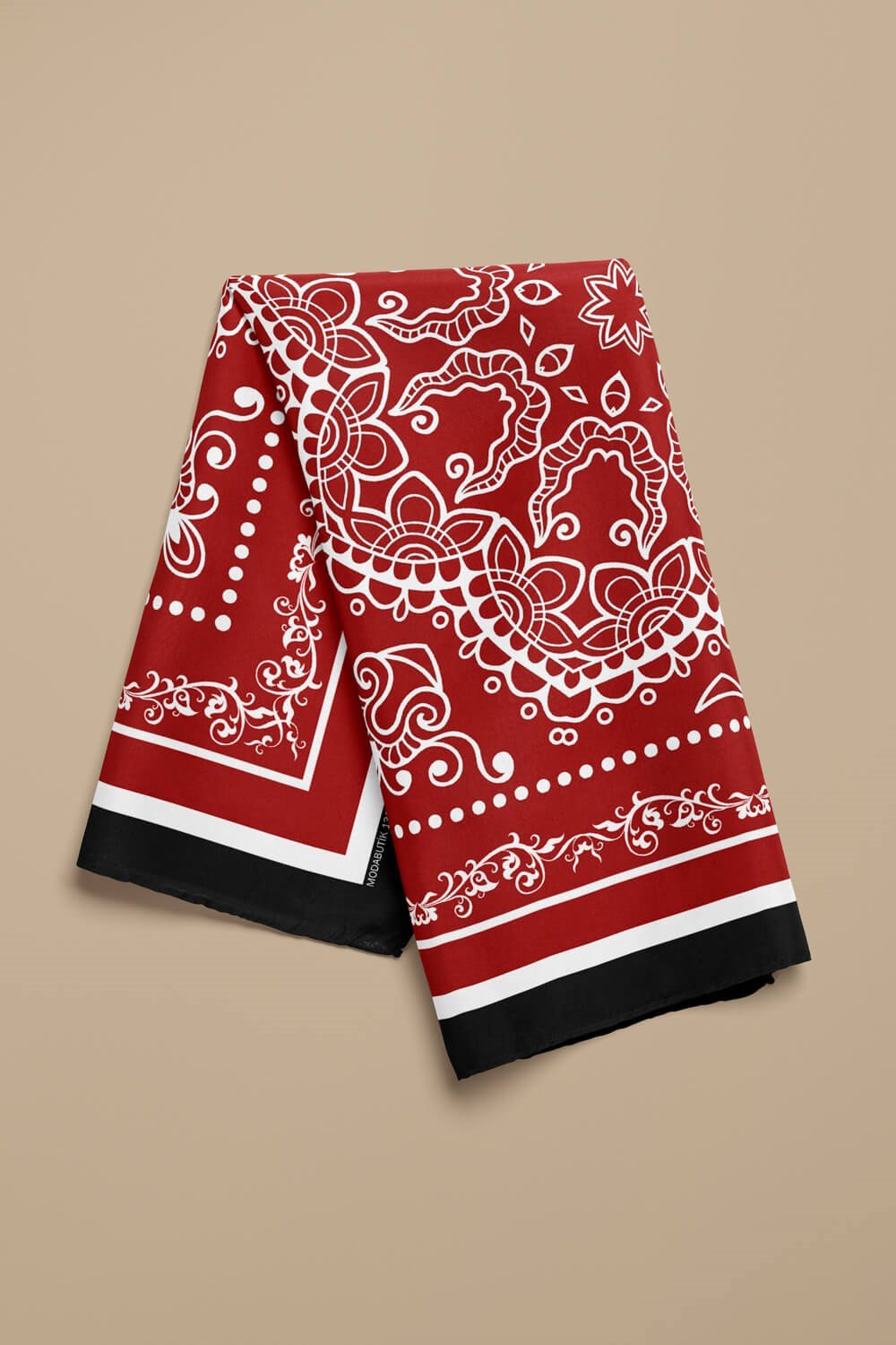 Violla Kadın Kırmızı Şal Desenli 50x50 Bandana HYL DG01362-22