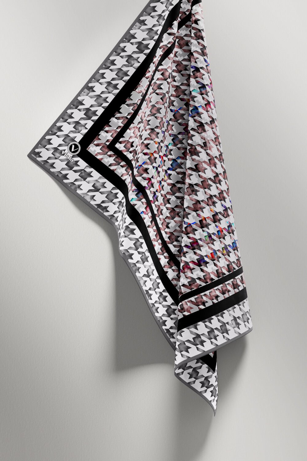Twill Kazayağı Desenli Gri Renkli 90x90 Eşarp (İpek İçermez) Kenar Dikiş Şekli El Dikişli