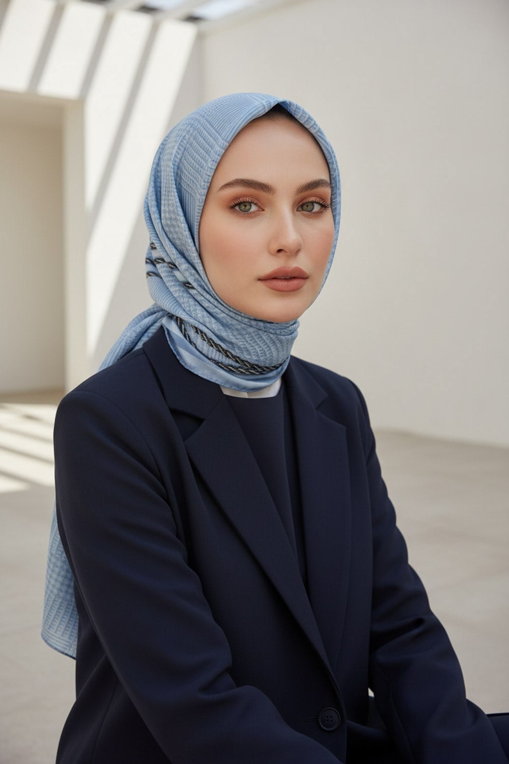 %100 Saf İpek Şal İnce Saten Vual Dokuma Doku Desenli 90x210 Şal