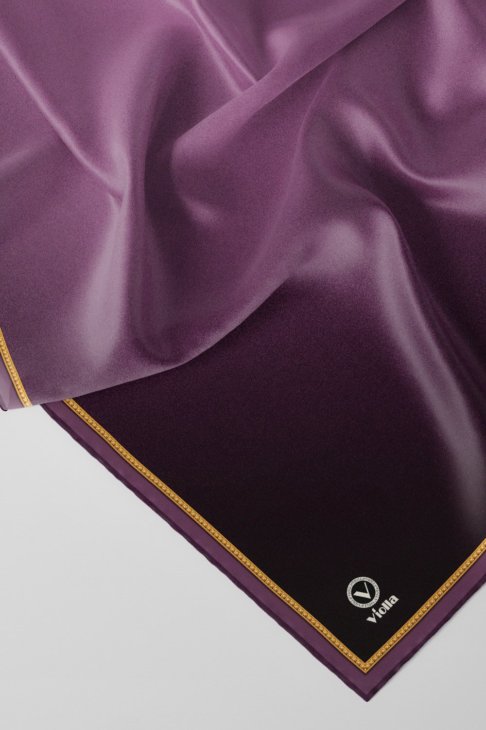 Twill Degrade Desenli Mor Renkli 90x90 Eşarp (İpek İçermez) Kenar Dikiş Şekli El Dikişli
