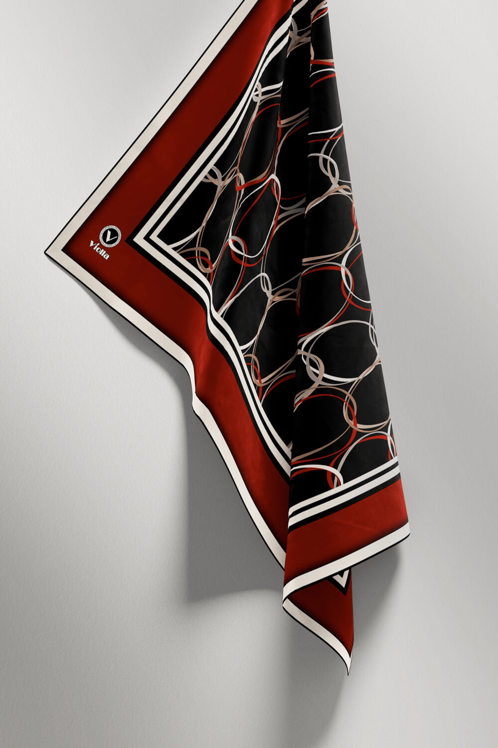 Twill Halka Desenli Bordo Renkli 90x90 Eşarp (İpek İçermez) Kenar Dikiş Şekli El Dikişli
