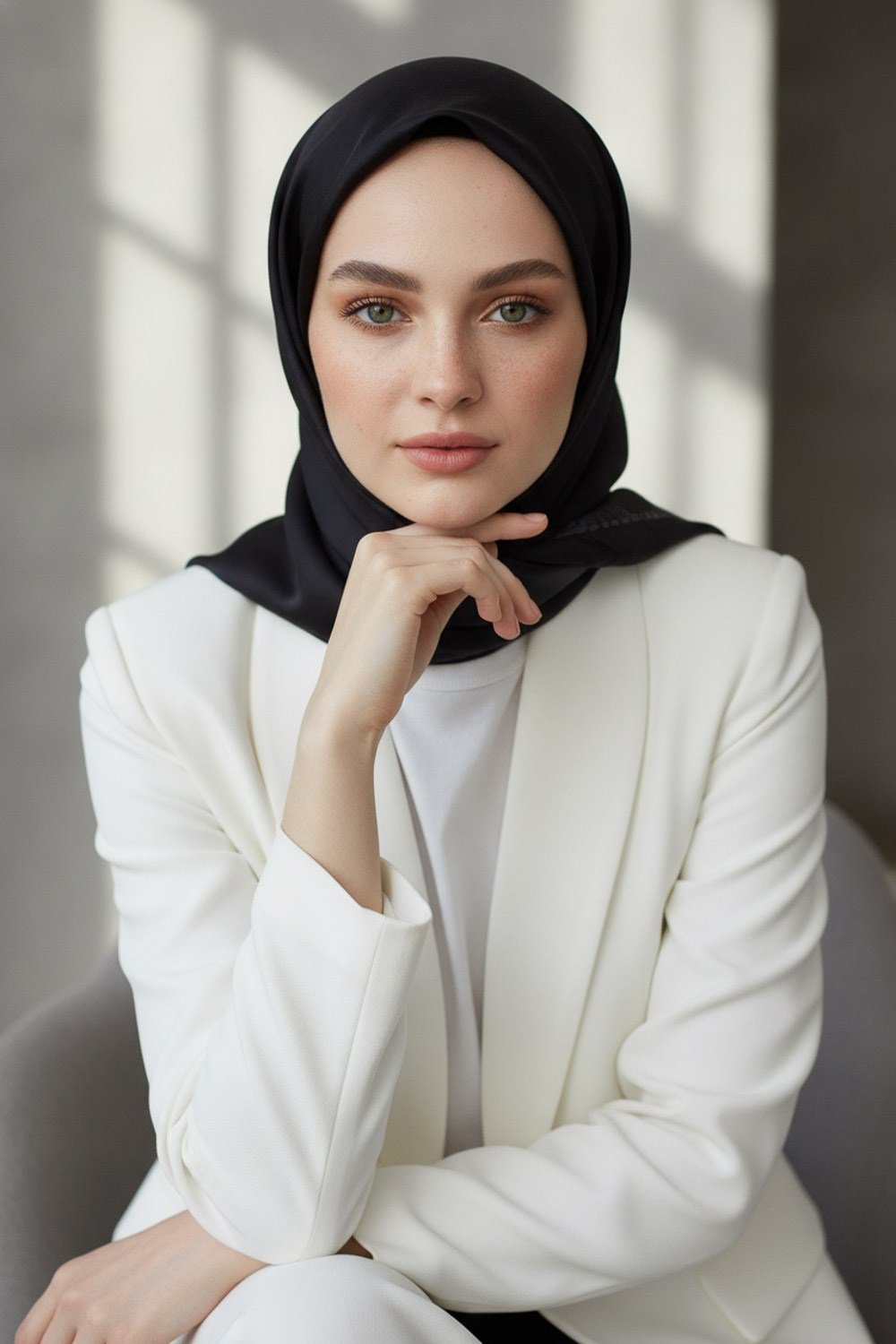 %100 Twill İpek Düz Siyah Renkli Daha Tok Exclusive Serisi 90x90 Eşarp Dikim Şekli : El Dikişi