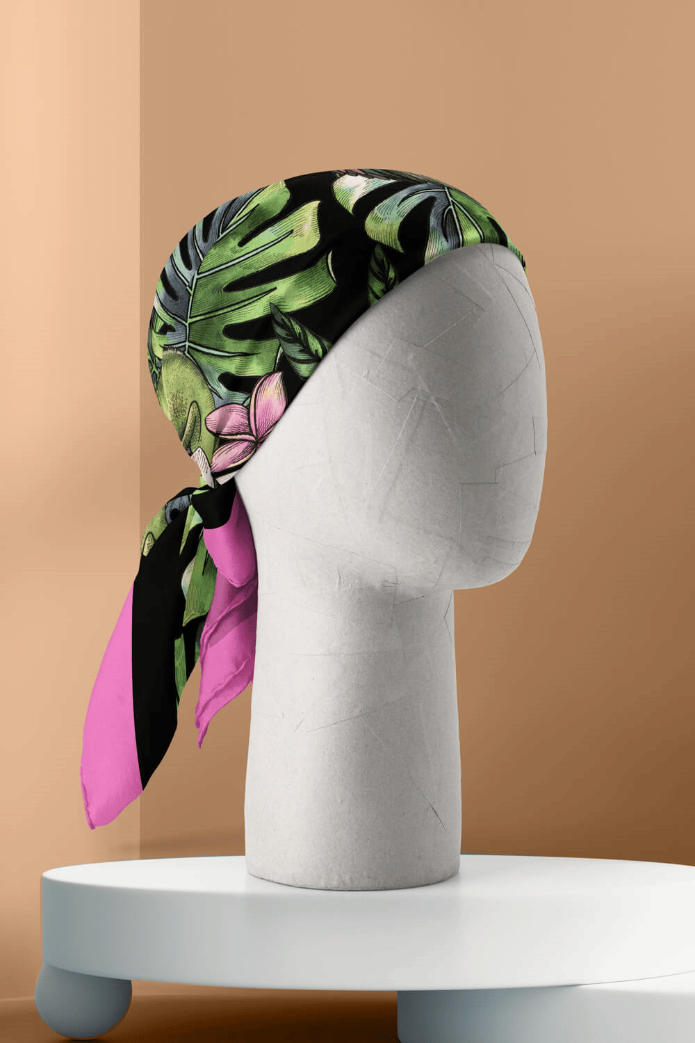 H32 Kadın Yeşil Yaprak Desenli 50x50 Bandana DG01408-22