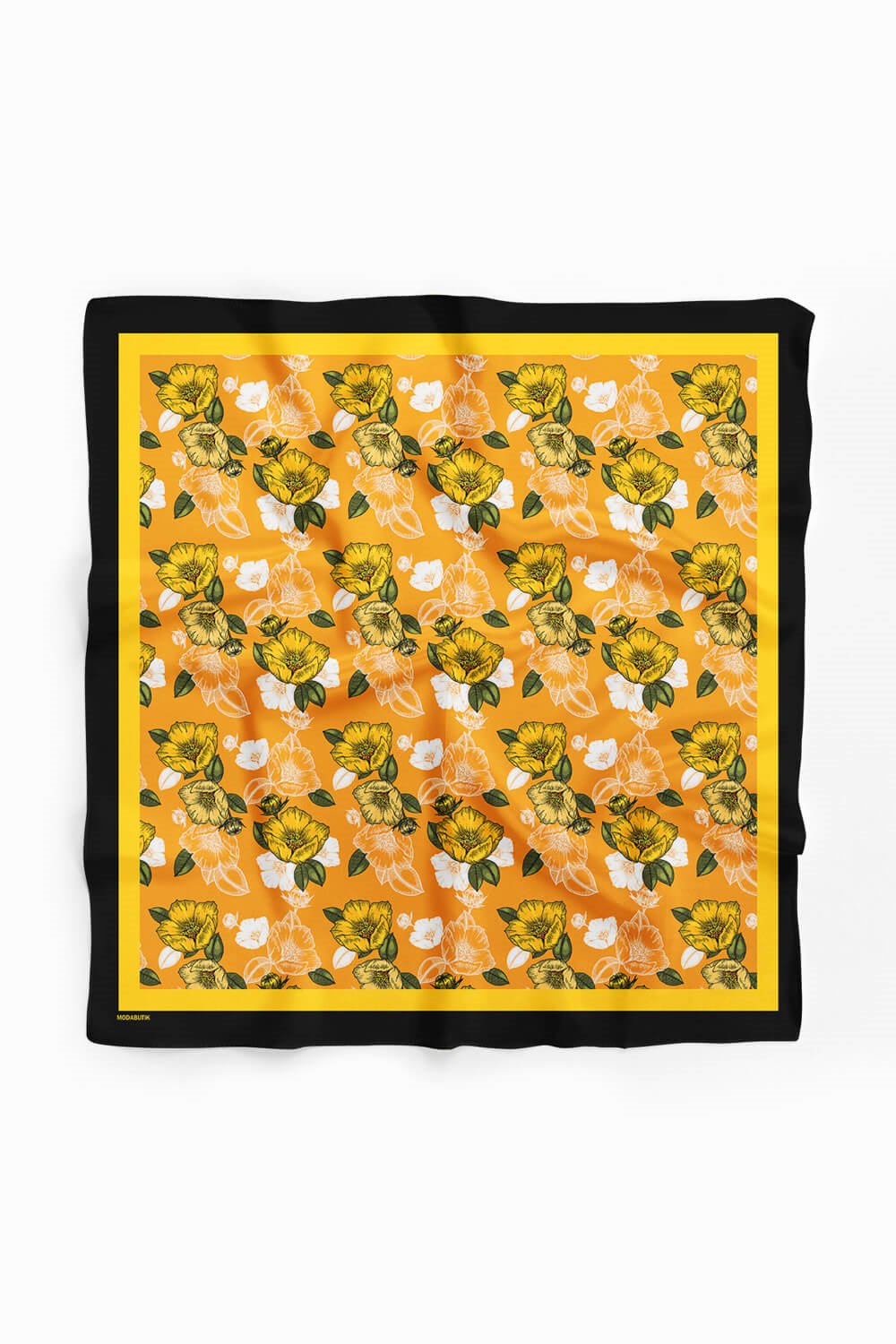C98 Kadın Kavuniçi Sarı Sevda Desenli 50x50 Bandana HYL DG0993-22