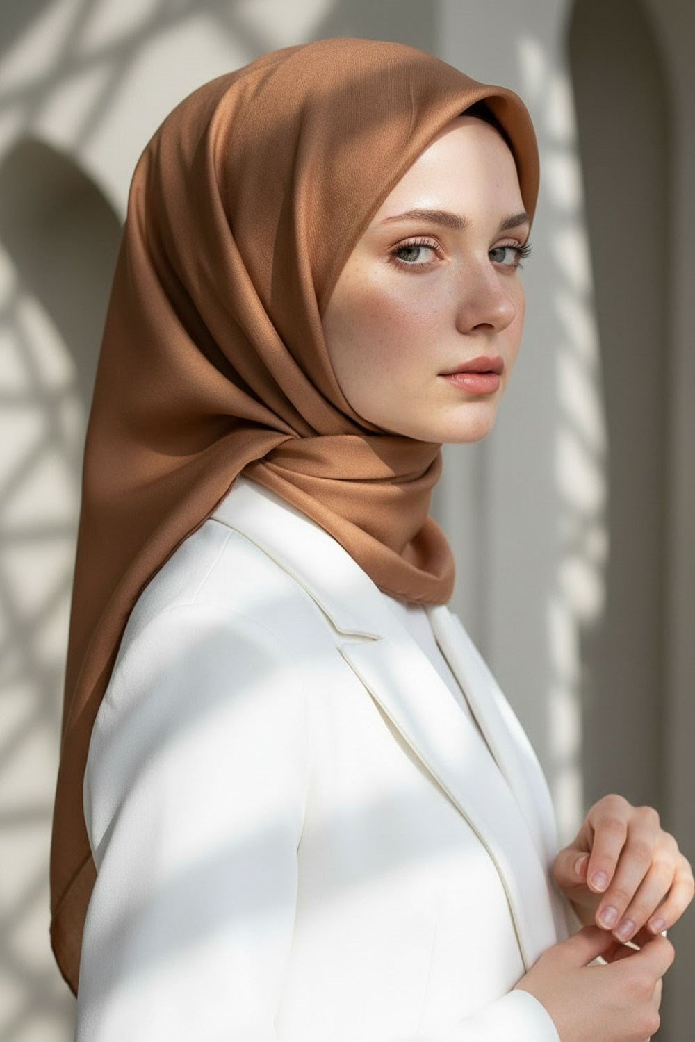 %100 Twill İpek Düz Bakır Renkli Daha Tok Exclusive Serisi 90x90 Eşarp Dikim Şekli : El Dikişi