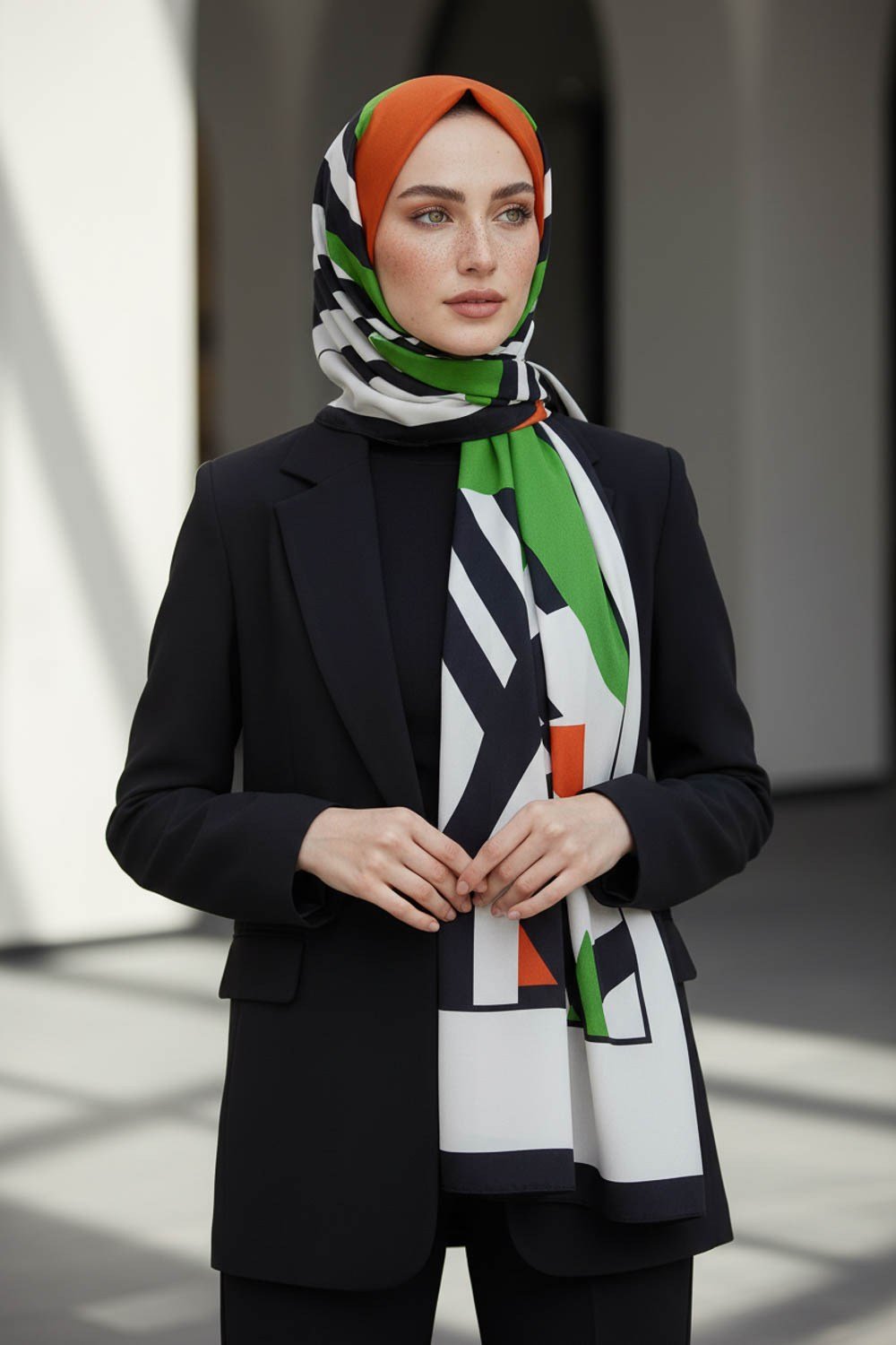 KREP DESENLİ ZÜMRÜT YEŞİLİ RENKLİ 75X195 KIRIŞMAZ ŞAL