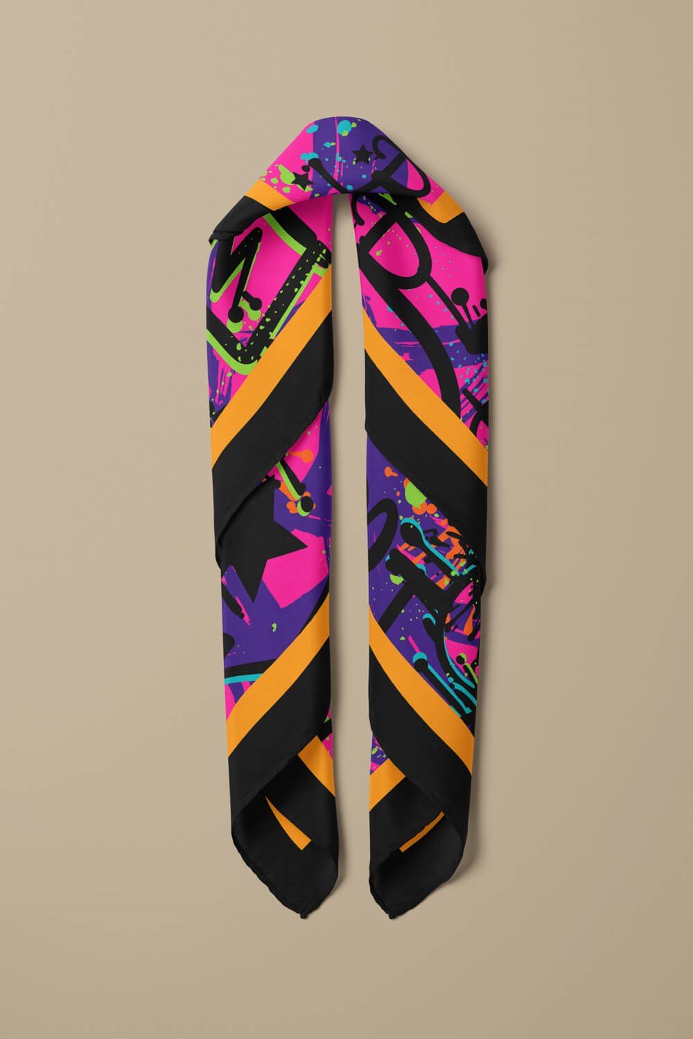 Violla B35 Kadın Pembe The X Desenli 50x50 Bandana DG0823-22