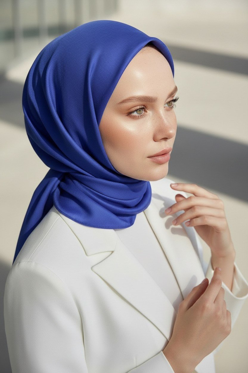 %100 Twill İpek Düz Saks Renkli Daha Tok Exclusive Serisi 90x90 Eşarp Dikim Şekli : El Dikişi
