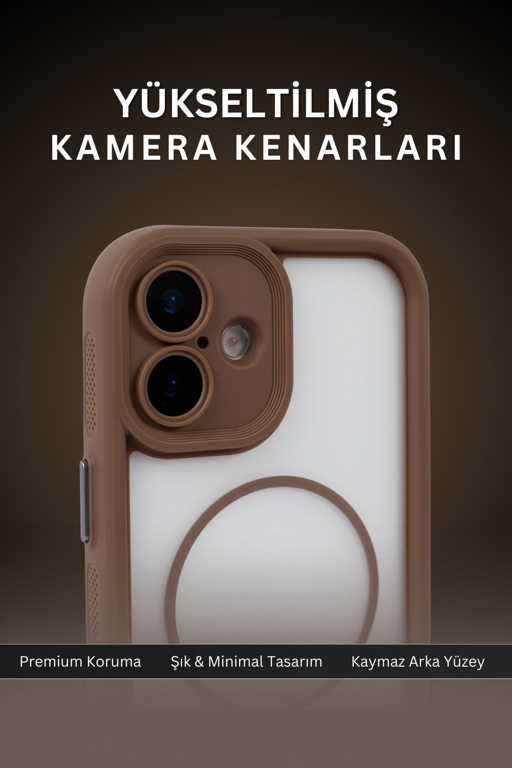 iPhone 16 Kılıf – Kamera Korumalı – MagSafe Uyumlu – Haki Renk – Mat Silikon Telefon Kılıfı