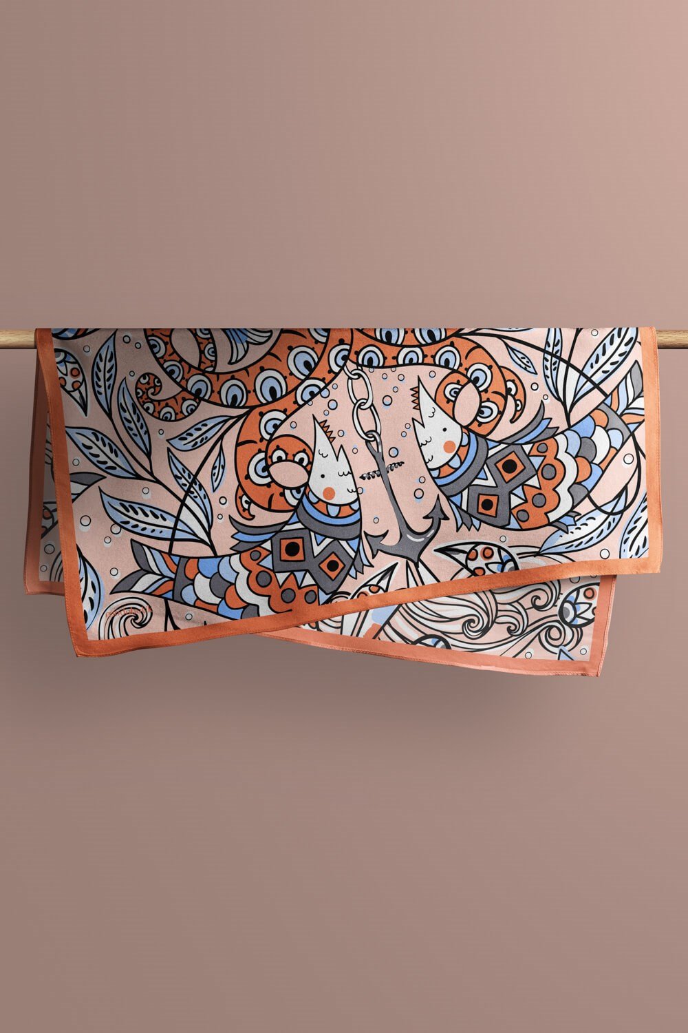 B12  Violla Balık Desenli Bandana