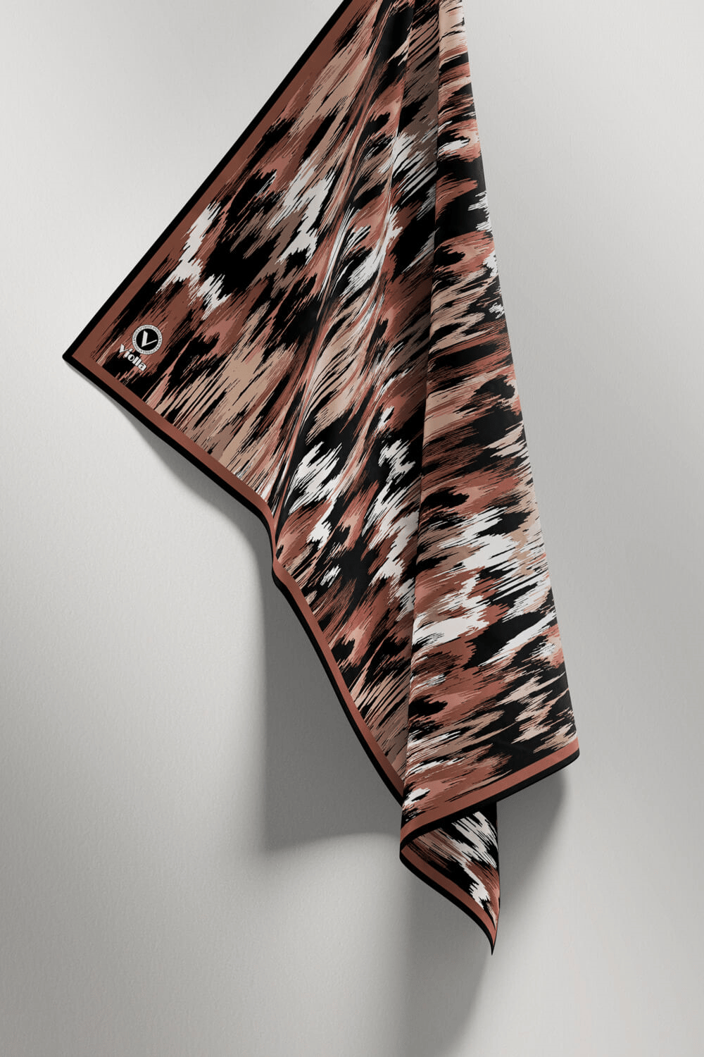 Twill Fırça Desenli Bakır Renkli 90x90 Eşarp (İpek İçermez) Kenar Dikiş Şekli El Dikişli