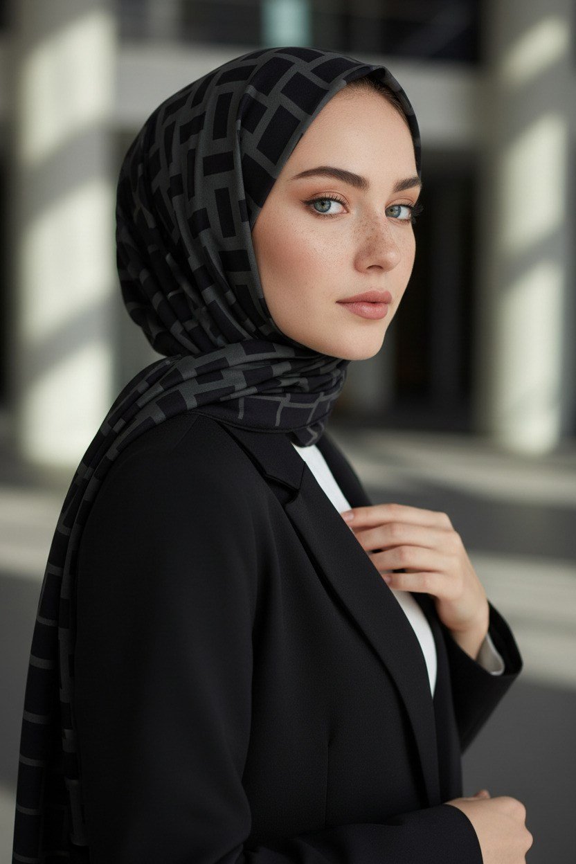 KREP KARELİ DESENLİ FÜME RENKLİ 75X195 KIRIŞMAZ ŞAL