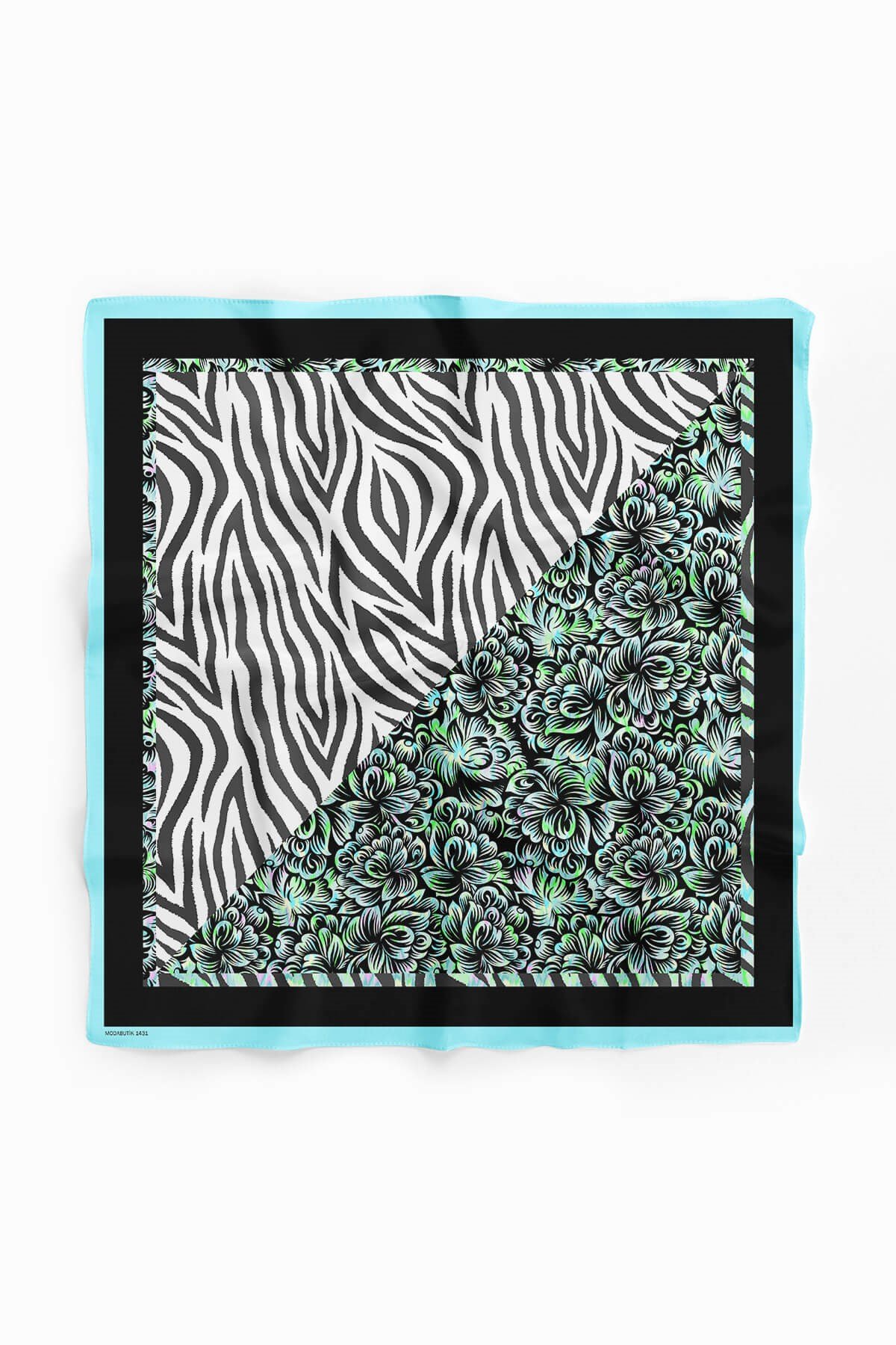 Violla D60 Kadın Yeşil Zebra Desenli 50x50 Bandana HYL DG01431-22