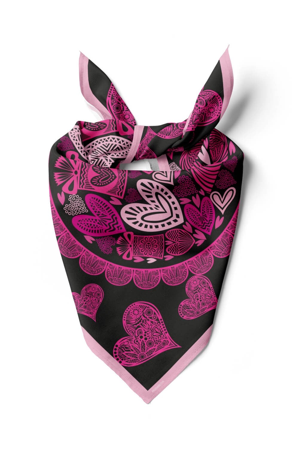 Violla D103 Kadın Kalp Desenli Bandana 50x50 Pembe DG0296-22